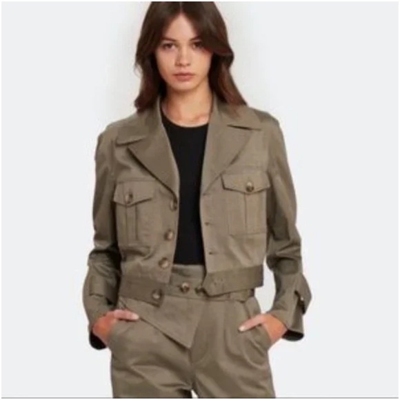 TRAVE Monroe Military Cropped Green Fields Utility Jacket Revolve - Picture 6 of 8
